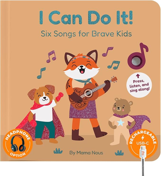 Cali's Books Music Book for Toddlers 1-3 Years Old - I Can Do It by Mama Nous Musical Book with Headphone Jack, Interactive Baby Sound Book, Singing Toy Children Girls, Learning Song Toy Toddler Boys