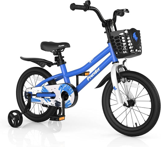 BABY JOY Kids Bike, 12 14 16 18 Inch Children Bikes for Boys Girls Age 3-8 Years w/Training Wheels, Handbrake, Coaster Brake & Removable Basket, Kids Bicycle of Multiple Colors