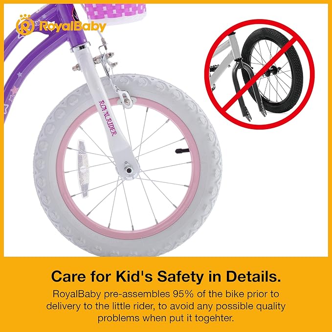 RoyalBaby Girls Bike Classic & EZ Kids Bike, Balance and Pedal Bicycle, 12 14 16 18 20 Inch Toddlers to Big Kids 3-10 Years