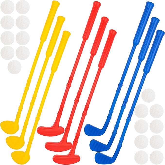 Toddlers Plastic Golf Set Mini Golf Clubs for Kids Include 6 Golf Clubs and 12 Balls for Outdoor Indoor Birthday Christmas Party Gifts, 3 Colors