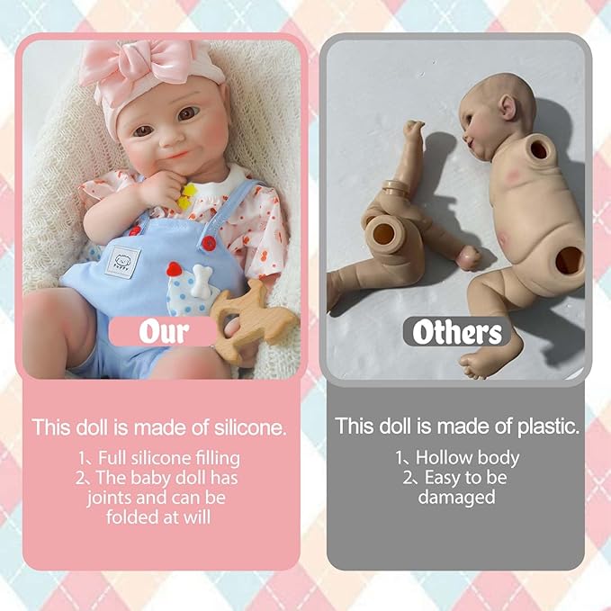 18.5 in Full Silicone Reborn Baby Dolls, 1:1 Lifelike Newborn Dolls Non Vinyl Realistic Reborn Toddler Dolls Boy Washable Sleeping Doll
