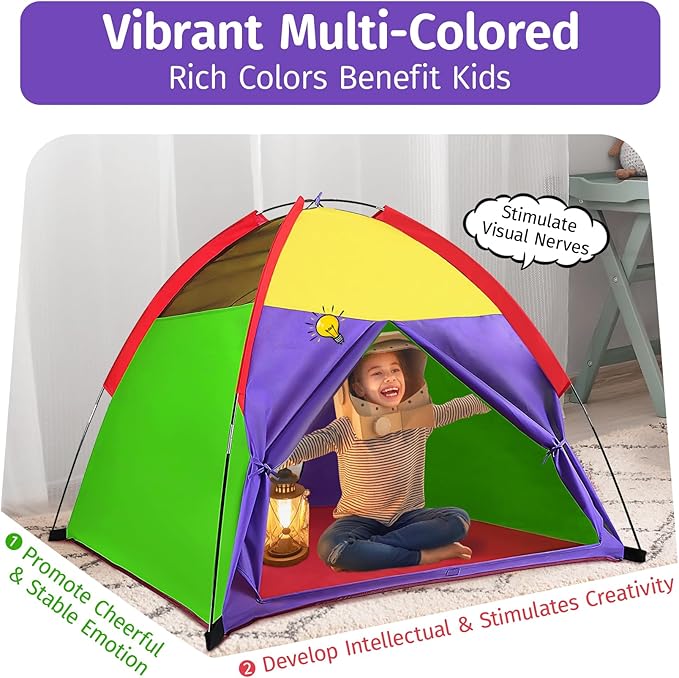 Alvantor Play Tents for Kids Pop Up Tent Toddler Tent Indoor/Outdoor for Children Boys Girls Pets Tent Portable Playhouse Camping Playground 58"x58"x47" Rainbow