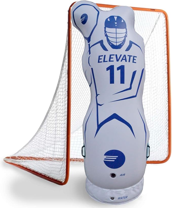 Elevate 11th Man Inflatable Lacrosse Goalie Shot Blocker and Dodging Dummy - Dodge and Shoot with This New Lacrosse Goal Target Training Aid w/Pump for Boys and Girls Lax Training Equipment