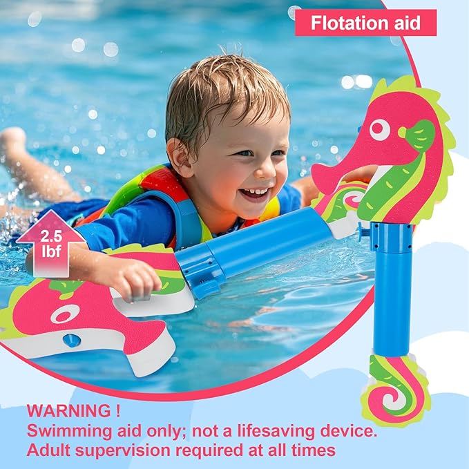 Water Gun Pool Toys for Kids, Ocean-Themed Water Blaster with Auto-Refill & Swim Float, 16oz Large Capacity for Pools, Beach, Outdoor Water Pistol Toy, Seahorse Design Ages 5+ Boys Girls