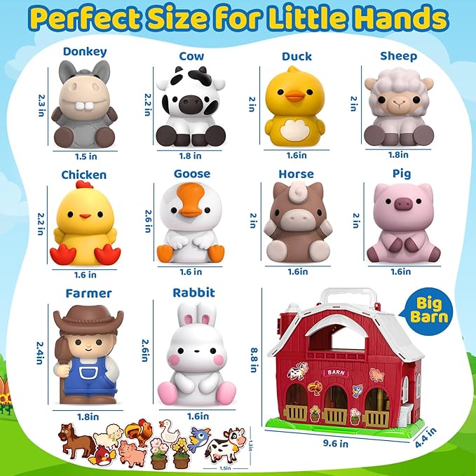 KMUYSL Toys for 1+ Years Old Boys Girls, Big Red Barn Farm Animal Playset for 1-3 Years Old, Learning Montessori Toys, Christmas Easter Birthday Gift for Baby Kids Toddlers Age 12+Months