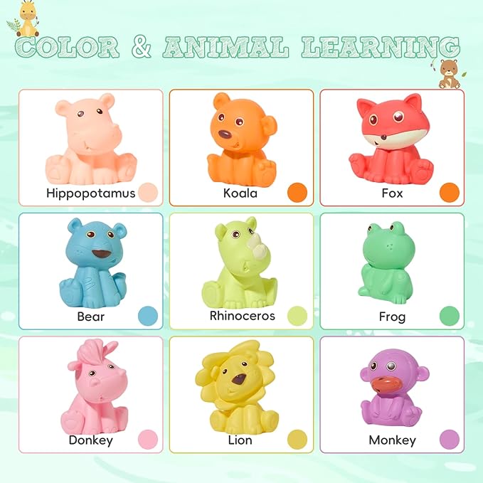 Baby Bath Toys for Babies 6-12 Months, 9 PCS | Sealed, No Hole & Mold Free Bath Toys, Soft & Safe Toddler Bath Toy Set, Bathtub Water Pool Toys