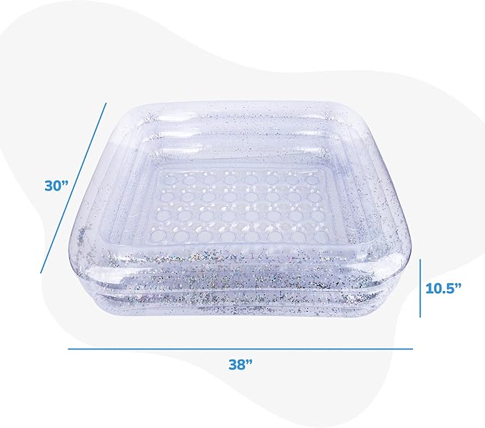 ArtCreativity Sparkly Inflatable Kiddie Pool with 3 Levels, Transparent Blow Up Pool for Kids with Silver Glitter and Cushioned Bottom, Easy to Inflate Outdoor Pools for Backyard, Summer Toys for Kids