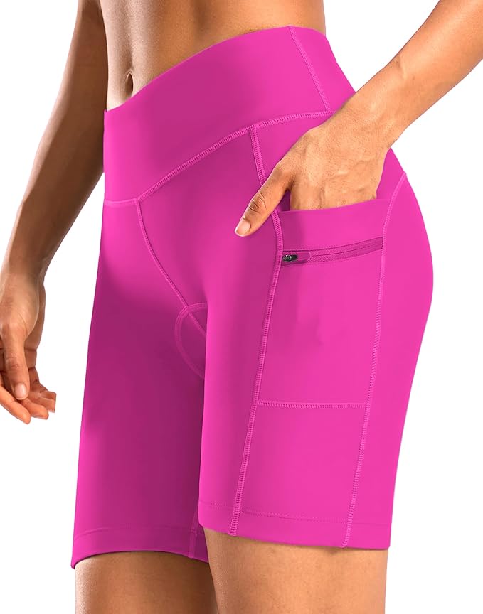 Women's 4D Padded Bike Shorts 5"/7" Riding Underwear Cycling Bicycle Road Biking Cycle Shorts for Women Zipper Pockets
