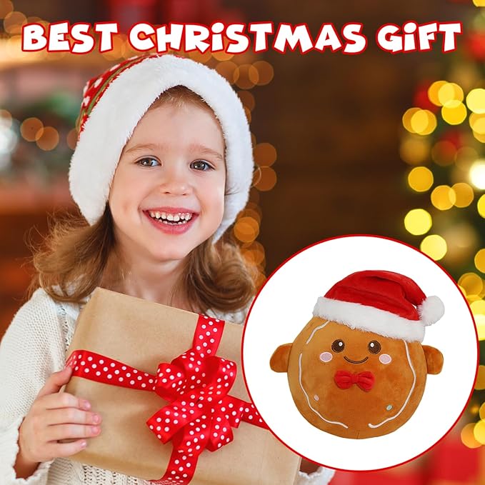 Christmas Plush Toys, Christmas Stuffed Animal Gingerbread Man,Cute Plushies Gift for Boys Girls Kids