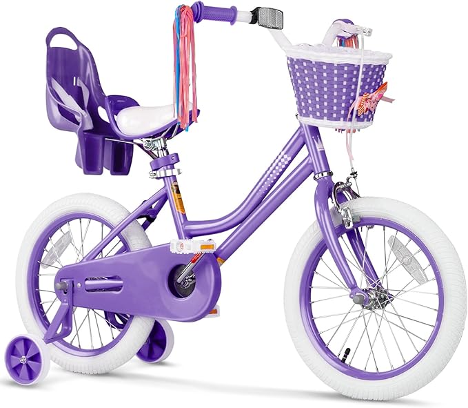 XJD Girls Bike for Toddlers and Kids Ages 2-12 Years Old,12 14 16 Inch Kids Bike with Training Wheels & Basket