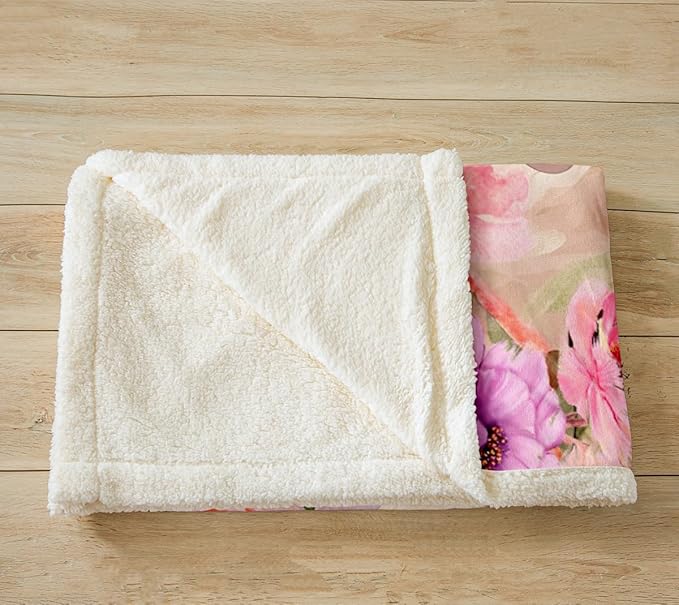 Feelyou Cute Dog Toddler Fleece Throw Blanket Kids Cartoon Puppy Sherpa Girls Pink Colorful Floral Fuzzy Kawaii Animal Plush for Sofa Bed Couch Lovely Pet Decor Twin 60x80 Inch