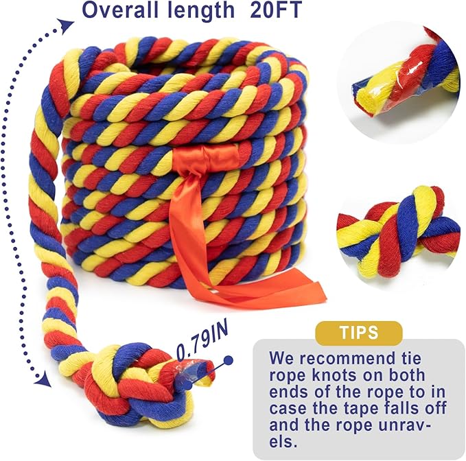 Tug of War Rope for Kids and Adults, 20/40/60FT Tug a War Rope for Outdoor Games Field Day Family Reunion Party Games, Summer Outside Yard Backyard Lawn Picnic Games, Team Building Games