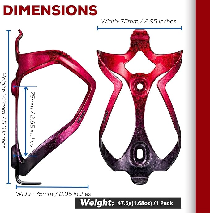 Bike Water Bottle Holder Bicycle Cage for Mountain Road MTB Gravel Adult Bikes Cycling Universal Carrier Rack 1 Pack Aluminum Alloy Ultralight Kettle Drink Accessories Red