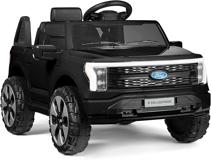 Best Choice Products Licensed Ford F-150 Lightning Truck Kids 12V Electric Ride On Car Toy w/ 66lb Weight Capacity, Parent Control, Bluetooth - Black