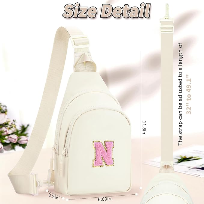 Birthday Gift for 5 6 7 8 9 10 11 12 13 14 15 16 Year Old Girls Fanny Pack Crossbody Bags for Women,Cute Trendy Stuff - Cream,N