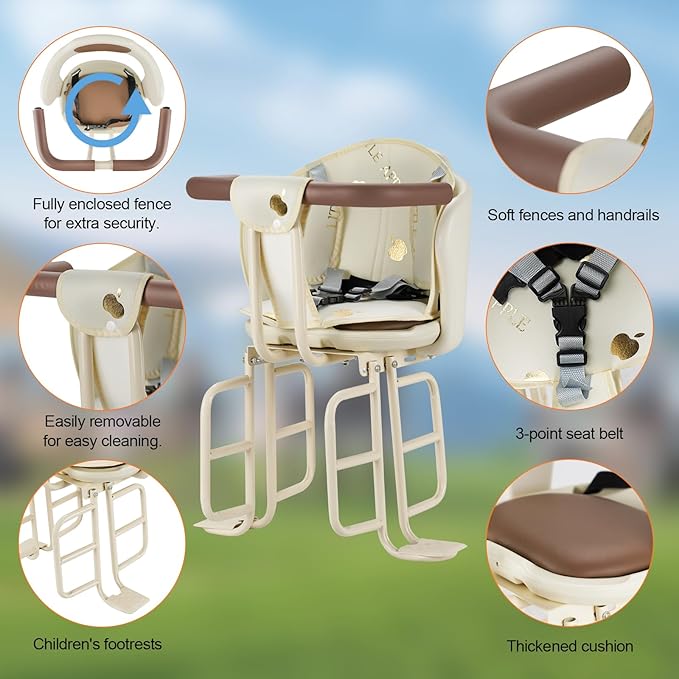 Rear Child Bike Seat, Rear Mounted Kid Bike Seat Semi-Wraparound with Armrests, Harness and Pedals, Toddler Bike Seat for Adult Bikes for Child Ages 6 Months to 6 Years