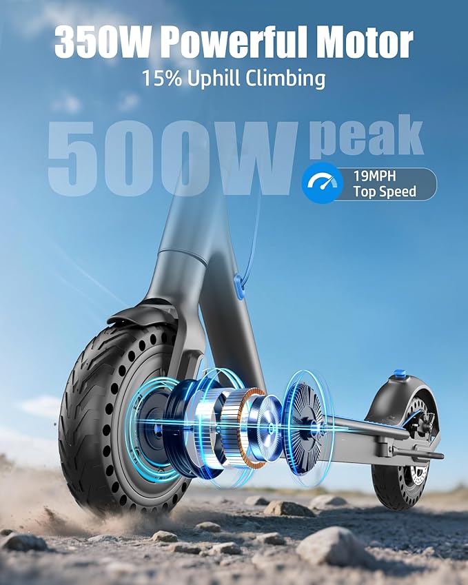 Electric Scooter for Adults, Peak 500W/650W Motor, 19/21 MPH Max Speed, 21/23 Miles Range, 36V Battery, 8.5" Solid Tires, App Control, Lightweight, Foldable Electric Scooter for Commuting, UL2272