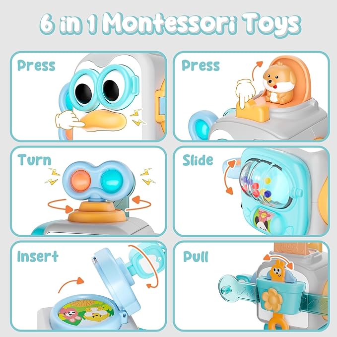 Montessori Toys for 1 Year Old,Sensory Toys for Toddlers 1-3,Baby Travel Activities Busy Board Cube,Fine Motor Skills Educational Toys,Birthday Gift for Kids Aged 6, 9, 10, 12, 18 Months