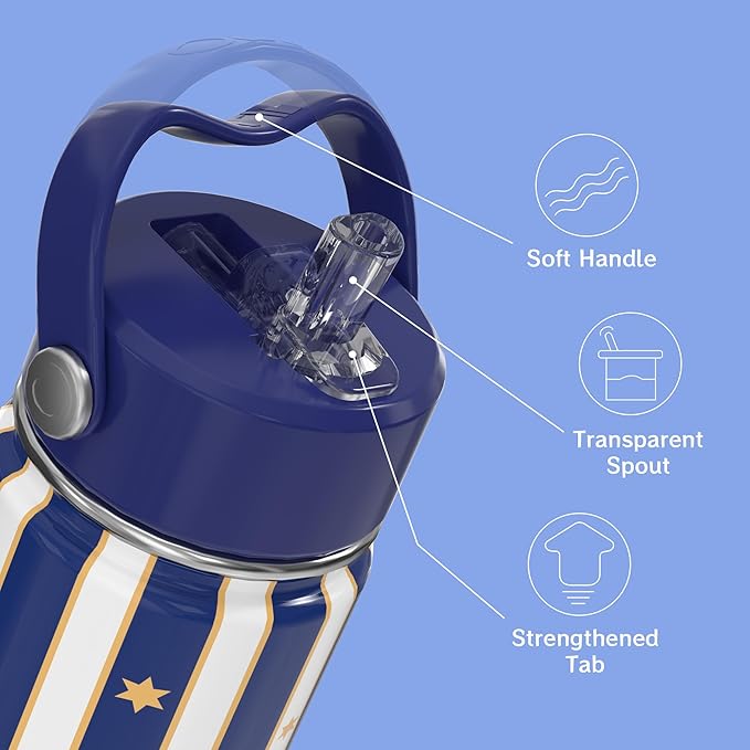 OISIZ Christmas Water Bottle for Kids,14oz Insulated Cup with Straw Lid,316 Stainless Steel Bottles for School,Insulated Tumbler for Holiday Gifts for Kids,Keep Cold for 24 Hours