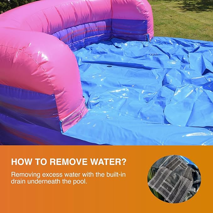 JumpOrange Purplish Commercial Grade Bounce House Water Slide Combo with Pool for Kids and Adults (with Blower), Basketball Hoop, Wet Dry Use, Outdoor Indoor, Birthday Party, Rental Quality