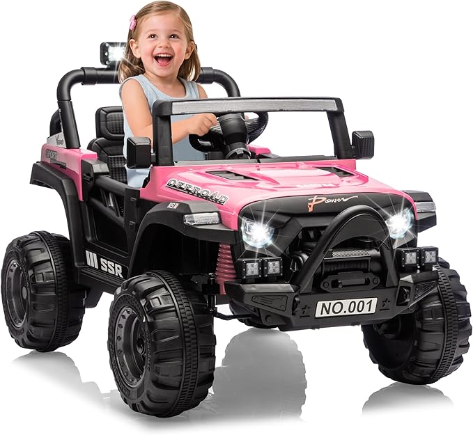 12V Ride On Car for Kids, Ride On Toy w/Parent Remote, Spring Suspension, Bluetooth, Music & Horn, LED Light, 4.1MPH Max Speed, 3 Speeds, Electric Car for Kids Toddlers Age 3-8, Pink