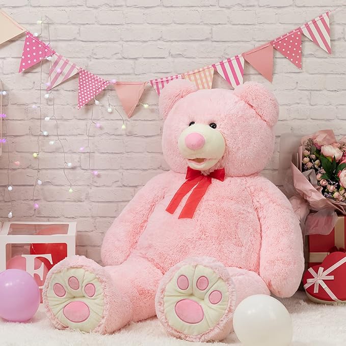 HollyHOME 5ft Giant Teddy Bear Stuffed Animal Huge Teddy Bear Plush with Big Footprints Valentines Gift 5 Feet Pink