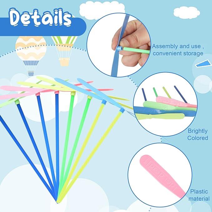 100 Pcs Flying Helicopter Toys Set, 50 Propeller+ 50 Rod,Hand Helicopter, Party Favors Outdoor Toy for Kids Ages 4-8, Gift Summer Outside Yard Activities Birthday Gifts 3 5 6 Year Old Girl Boys