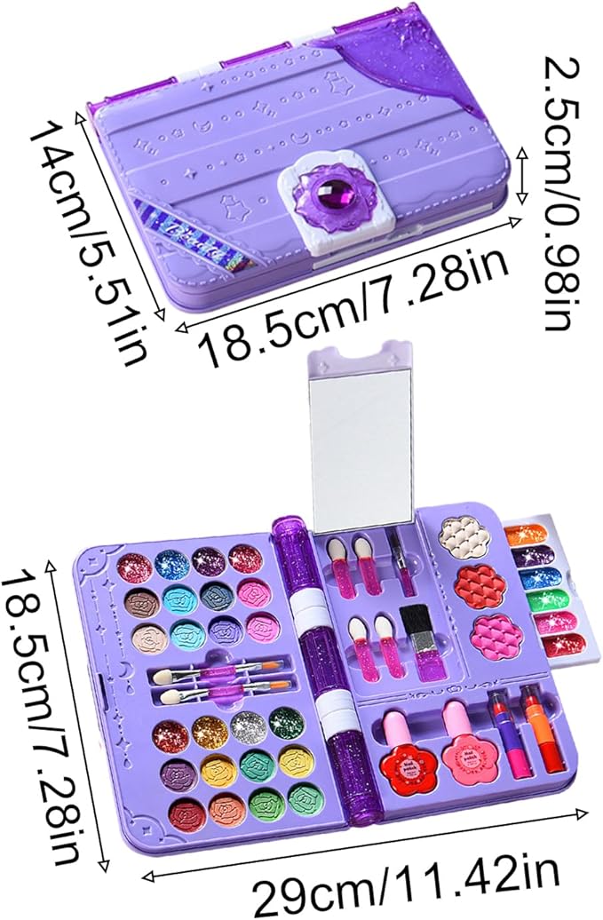 Kids Makeup Set, Educational Washable Cosmetic Toy for Children and Teens, Princess Make Up Kit for Birthday, Costume Party, Holiday, School Plays, Stage Performance