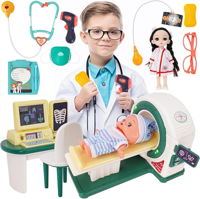 Doctor Kit for Toddlers 3-5, Kids Doctor Playset with Medical Tools, X-ray Machine and Toy Stethoscope ,Educational Pretend Play for Boys & Girls Ages 2 3 4 5 6,Birthday Gift & Dress-Up Toys