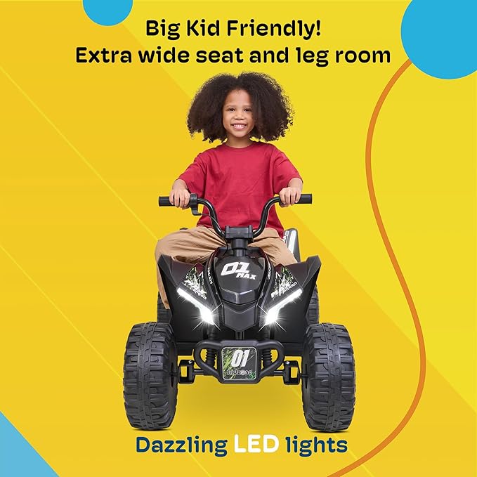Kidzone 12V Kids Ride On ATV, Electric 4-Wheeler Car for Toddlers 37-96months, Battery Powered Vehicle w/LED Headlights, Rear Suspension, Forward/Reverse, Up to 3.7 MPH, 88 lbs Capacity - Pink
