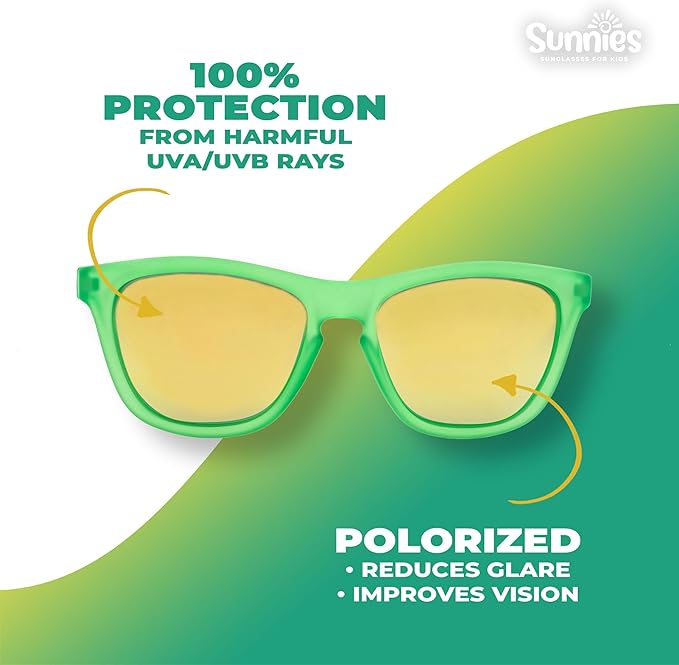 Sunnies Shades Kids Sunglasses, Toddler Sunglasses - Polarized UVA and UVB Protection, Anti-Slip Frame for kids.