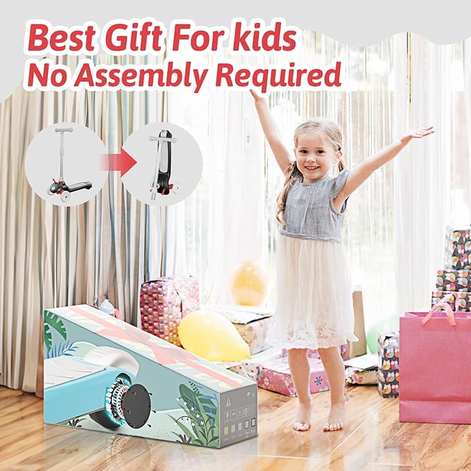 Electric Scooter for Kids Ages 3-8, 3 Wheel Kids Electric Scooter with LED Light-up Wheels, 3 Height Adjustable, C-Shaped Handle, Lean-to Steer Design, Best Children's Gifts