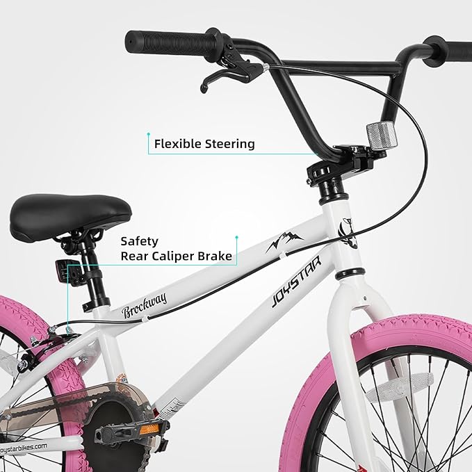JOYSTAR Brockway Freestyle Kids BMX Bikes 20" 24" Kids Bicycles for 6-14 Years Old Boys Girls and Beginner-Level Riders 2 Pegs Multiple Colors