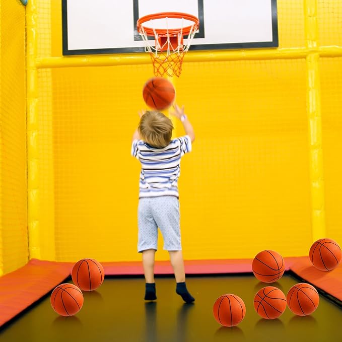 Vinsot 8 Pack Mini Rubber Basketballs Set 7 Inch Mini Hoop Basket Ball with Air Pump for Beginner Basketball Arcade Games Indoor Outdoor Pool Party Favors(Orange)