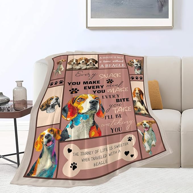 Beagle Throw Blanket Beagle Puppy Stuff Gifts for Dog Lover Kids Girls Boys Adults Women Men Soft Cozy Warm Plush Fluffy Fuzzy Fleece Blanket Decor 50''X60''