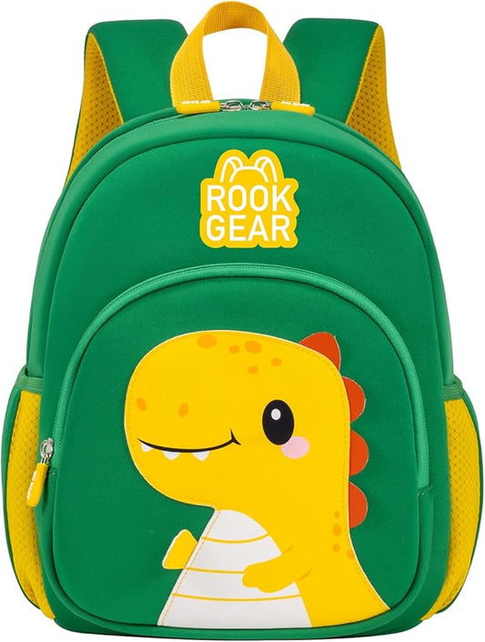 Lightweight and breathable children's dinosaur schoolbag, made of SBR diving fabric, suitable for kindergarten backpacks (green, Large)