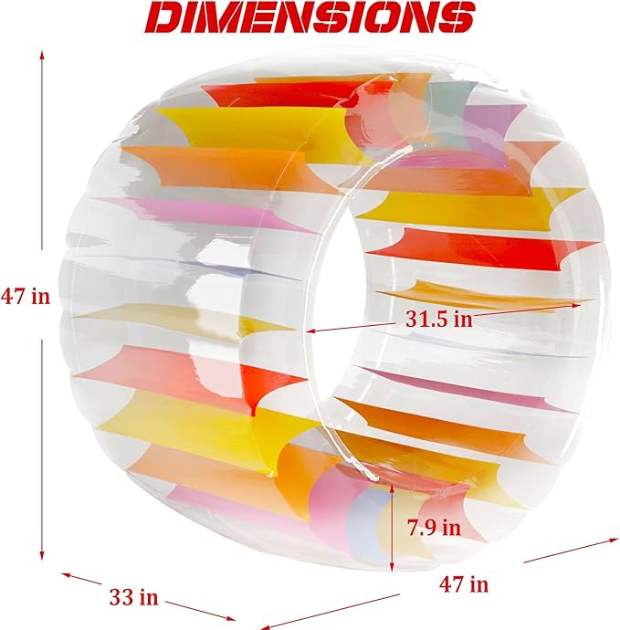 Zcaukya 65"/47" Giant Inflatable Wheel Roller, Colorful Water Rolling Wheel Float for Kids Summer Swimming Pool Parties, Rolling on The Lawn, Indoor Outdoor Fun Toys for Games Supplies