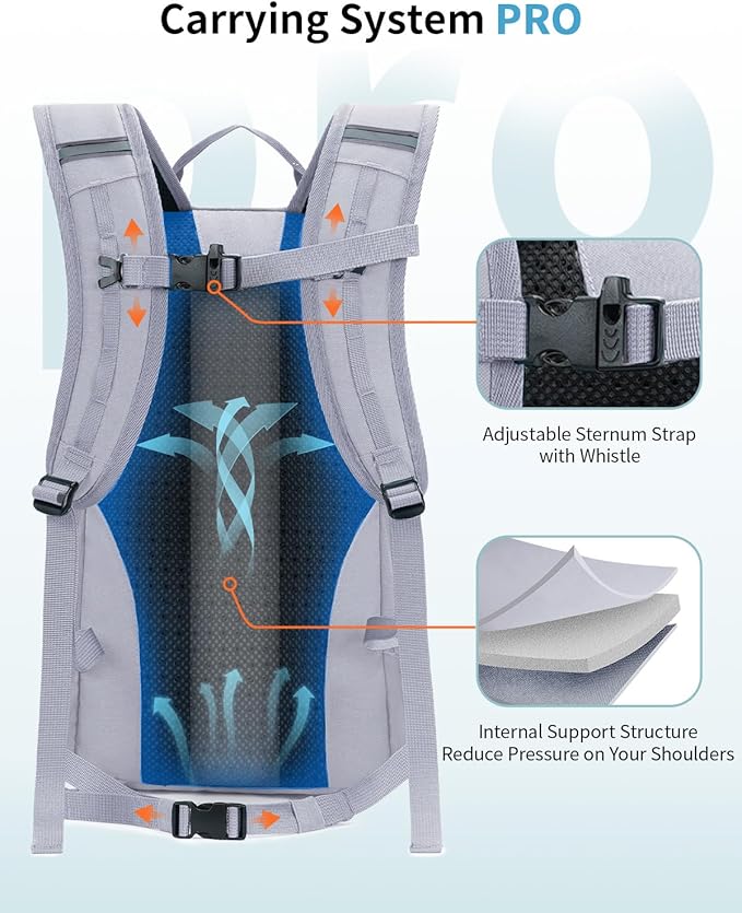 ECOHUB Small Hiking Backpack for Men Women, 20L Lightweight Travel Backpacks Water Resistant Camping Cycling Hiking Daypack