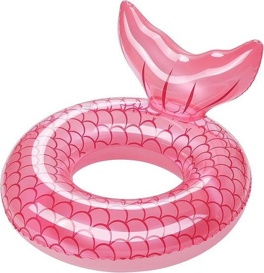 HeySplash Pool Floats Kids, Inflatable Swimming Ring Mermaid Tail Shaped Swim Tube Floaties, Summer Water Fun Beach Party Swimming Pool Toys for Kids Children Water Activities, Rose Gold