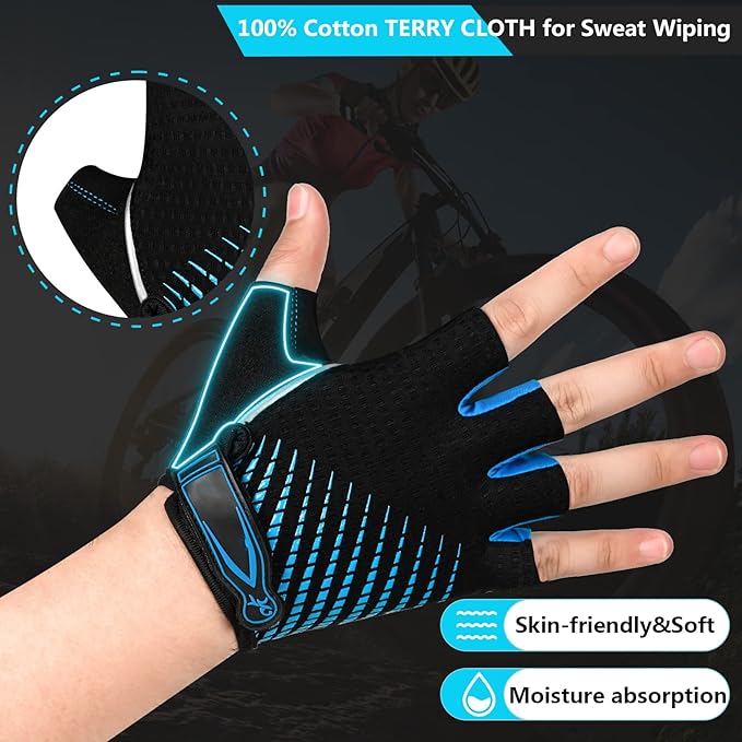 BIKINGMOREOK Bike Cycling Gloves for Men Women,Non-Slip Breathable 5MM Gel Pads DH Mountain Road Bicycle Gloves for MTB Biking Cycling,Workout Sports