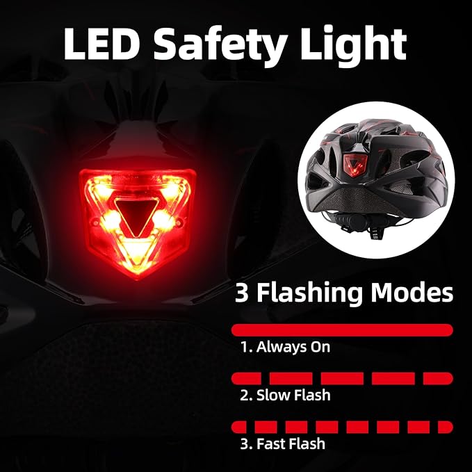 Adult Bike Helmet, Bicycle Helmet with Rear LED Light & Detachable Magnetic Goggles, CPSC/CE Certified Cycling Helmet Adjustable for Men Women Mountain & Road