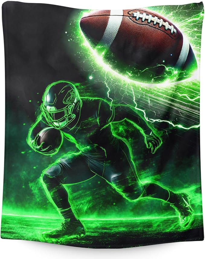 Kids Football Blanket, 40 x 30 Inches Throw for Children, Cool Gifts for Boys 3-5, Pets, Football Lovers, Cozy Comfy Soft Throws for Bed, Couch, Sofa, Chair
