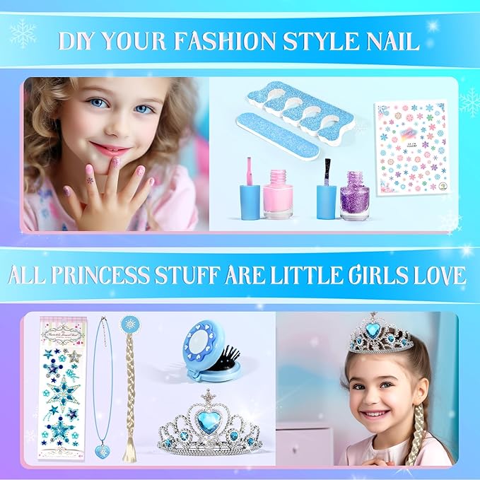 INNOCHEER Kids Makeup Kit for Girl Toys, Frozen Makeup Set for Girls, Real Washable Makeup Kit for Girls, Birthday Christmas Princess Gifts for Girls Kids Toddlers Age 3 4 5 6 7 8 9 10 11 12 Year Old