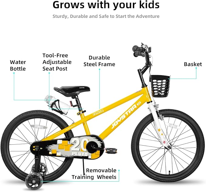 JOYSTAR Pluto 12 14 16 18 20 Inch Kids Bike with Light Up Training Wheels, Kids' Bicycle for Boys Girls Age 3-12 Years, Children Bikes, Multiple Colors