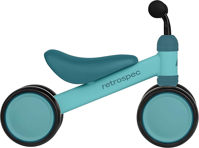 Retrospec Cricket Baby Walker Balance Bike with 4 Wheels for Ages 12-24 Months - Baby Toys & Toddler Toys for 1 Year Olds - Ride On Bicycle - Boys & Girls