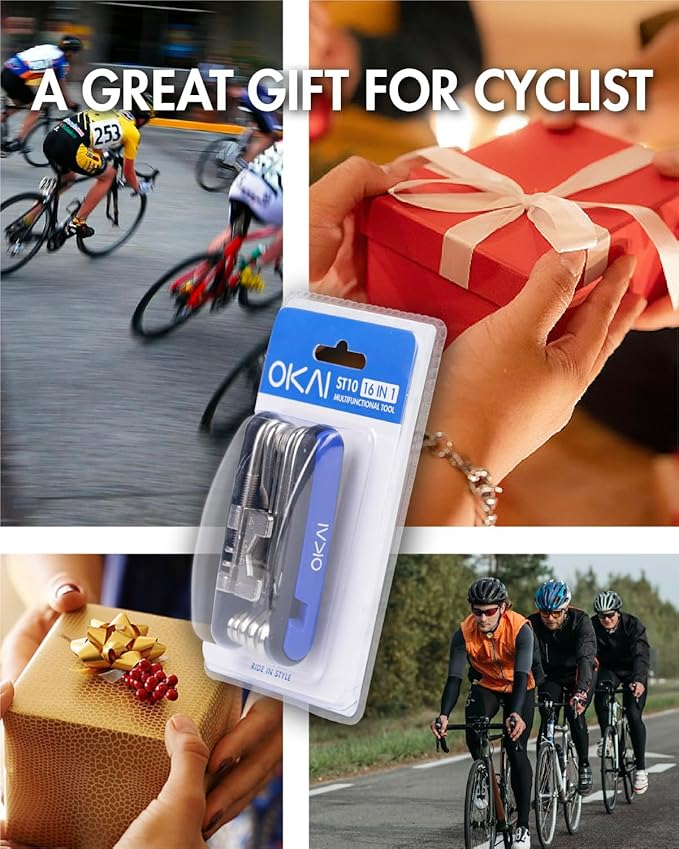 Bike Multi Tool, 16 in 1 Bicycle Repair Tool Kit with Allen Wrench, Tire Levers and Necessary Tools Set for Emergency Repairs, Lightweight Portable for Cycling, Gifts for Cyclists