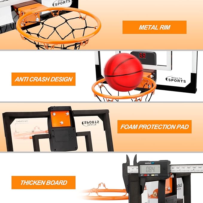 Mini Indoor Basketball Hoop for Kids 5 6 7 8 9 10+Years Old Boys,Automatic Scoring Basketball Hoop Over The Door Mini Hoop with Electronic Scoreboard & 3 Balls,Sport Toys for Gift for Boys Age 5-10