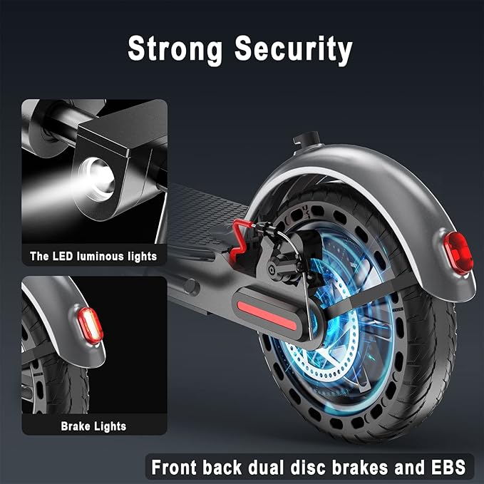 Electric Scooter - 8.5"/10'' Solid Tires, 350W/500W Motor, Up to 19-22MPH and 21-24Miles Long-Range Portable Commuting Scooter for Adults with Double Braking System and App