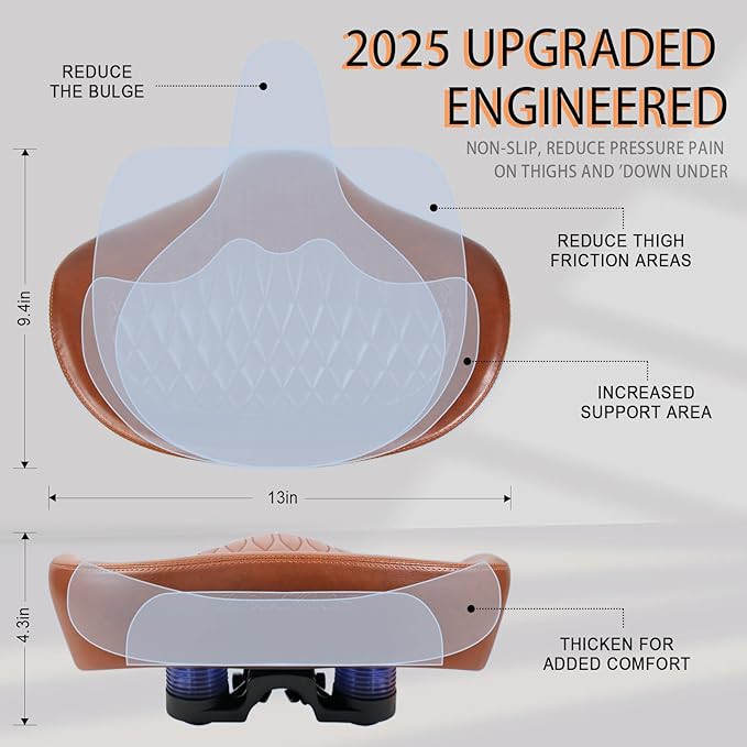 BUCKLOS New Noseless Bike Seat for Comfort Men&Women Extra Wide Bicycle Seat Cushion Oversized Comfortabele Foam Padded Bike Saddle for Peloton Exercise Bike Ebike Cruiser Bikes