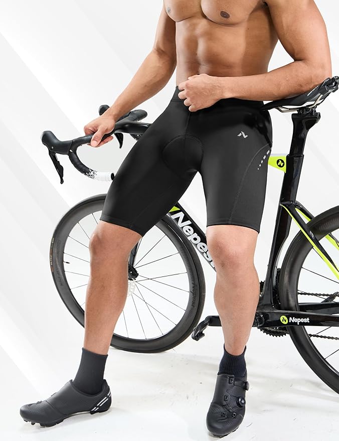 Nepest Men's Bike Shorts 4D Padded Cycling Road Biking Riding Biker Bicycle Mountain Cycle Shorts Zipper Pockets